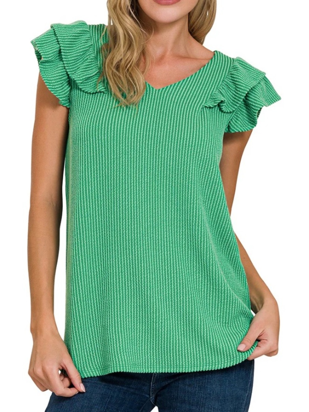 7th Ray green short sleeve blouse